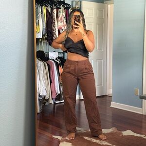 brown high waist trousers
